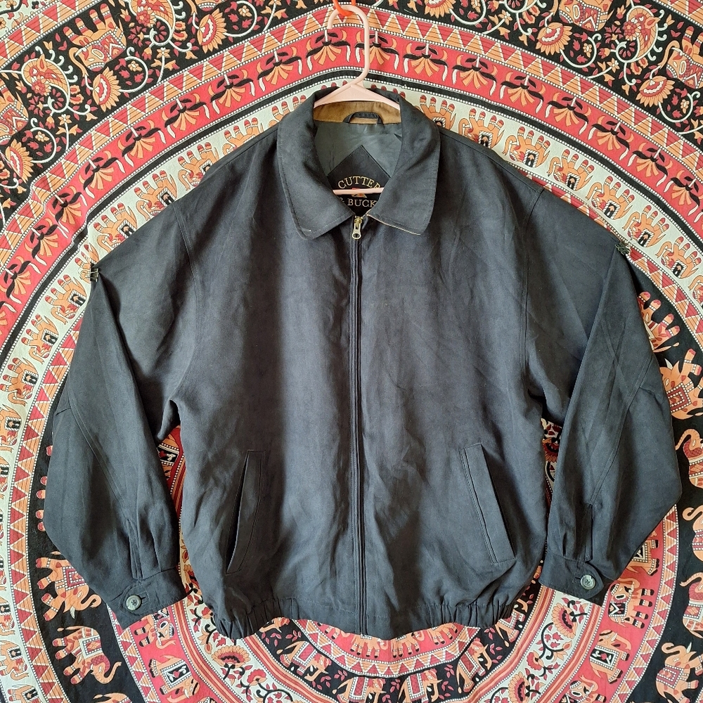 Vintage Cutter & Buck Faux Suede Mens Country Club Aviator Bomber Golf Jacket XL